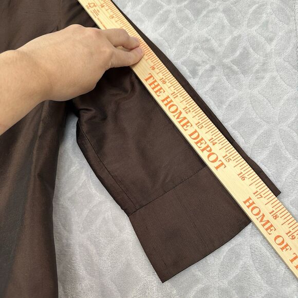 Vtg 100% Silk Jacket Womens 8 Brown Iridescent Open Front Blazer Career Capsule - Picture 11 of 15